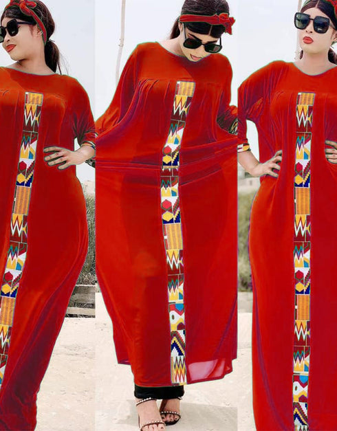 Muslim Fashion Applique Dress in Abaya Style from Dubai